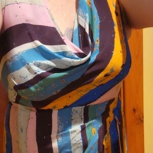 Plenty by Tracy Reese Asymmetrical Dress in Multicolor Stripes